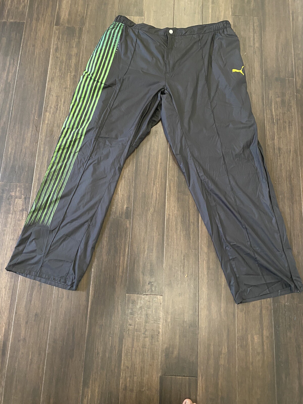 Puma Black Zip Front Track Pants Green 