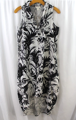 Cynthia Rowley Womens Black White Linen Blend Sleeveless High Low Dress S  NWOT | eBay
