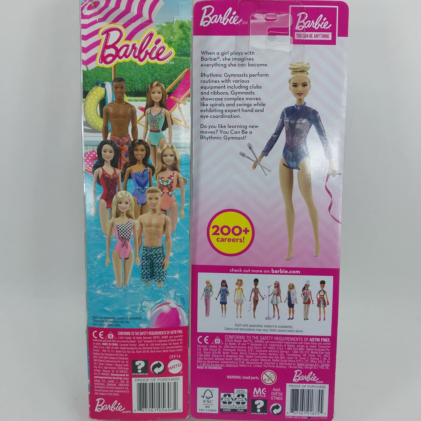 2x Barbies - Water Play & You Can Be Anything - Mattel - NEW - Free Shipping