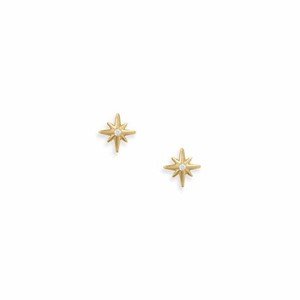 Authentic Sweet Stars Gold-Plated CZ Star Stud Earrings 925 Sterling Silver