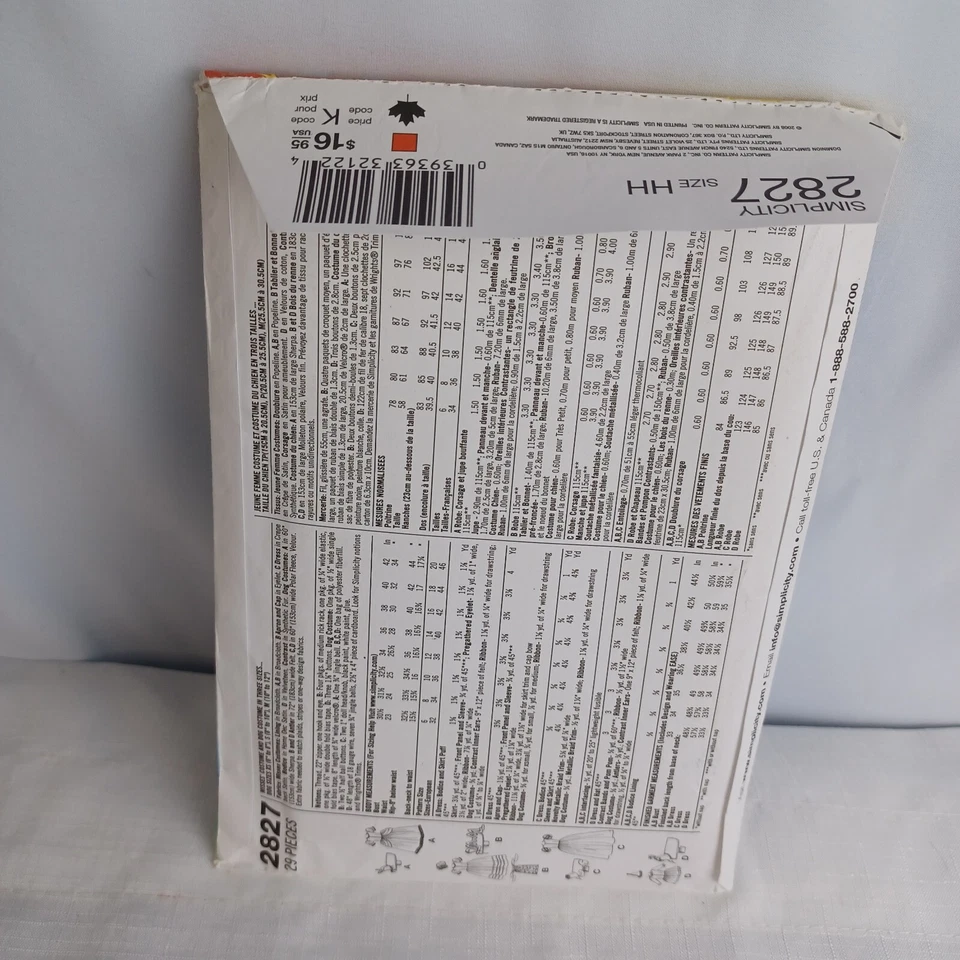 Simplicity 2827 Sewing Pattern Uncut Costumes Womens 6 8 10  12 & Pets Too - Image 2 of 3