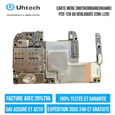 Carte Mère Huawei P20 128 Go (EML-L29) - Réinitialisée, Débloquée, Testée Fonctionnelle - Occasion