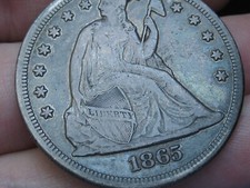 1865 United States Seated Liberty Silver Dollar- Fine/VF Details