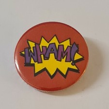 Wham Cartoon Emotion Red Background 1" 25mm Button Badge Plastic Back Used