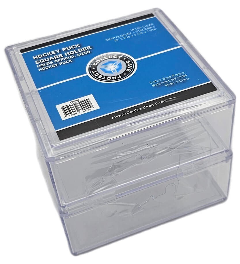 8-Count) CSP Hockey Puck Square Holder - Stackable Display Case (4