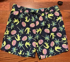 NWT Mens No Boundaries Blue Gator Print Bathing Suit Swim Board Shorts Size Lg