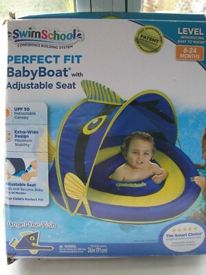 SwimSchool Angel The Fish Perfect Fit Baby Boat W/ Adj Seat Sun