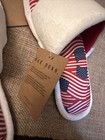 Rae Dunn Womens Slippers Sz Small 5-6 Patriotic White American Flag NEW — photo 3