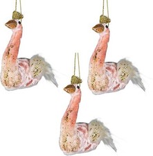 3X Christmas Hanging Ornaments Tree Pendants Pink Swan 12X13cm Xmas Decoration