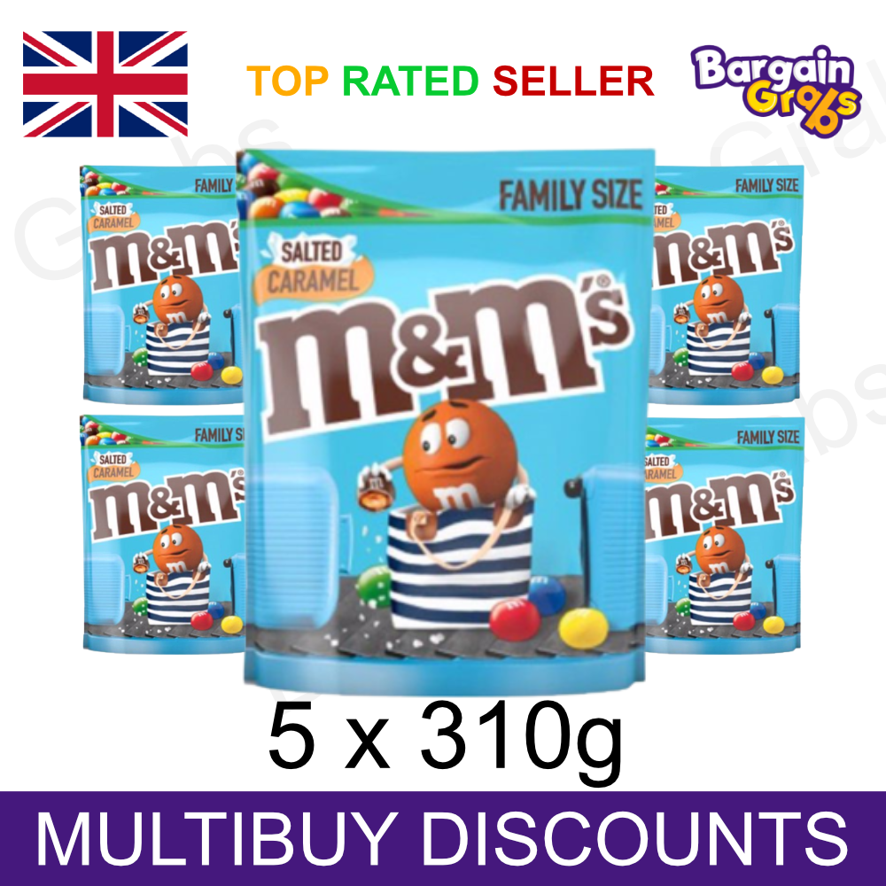 5 x Special Edition M&M's Salted Caramel Chocolate Family Size Bag 310g (5x310g)