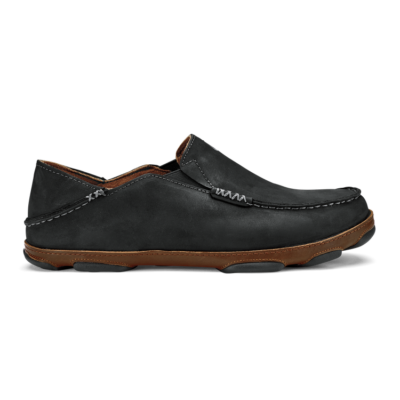アンティーク OLUKAI Moloa Men's Leather Slip On Shoes 10128-4033 Black Toffee