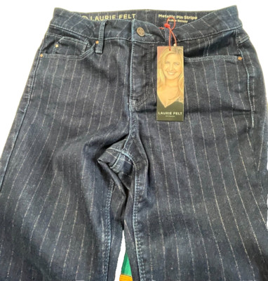 Laurie Felt Ankle Skinny Jeans Metallic Pin-Stripe Sz 6 Petite NWT