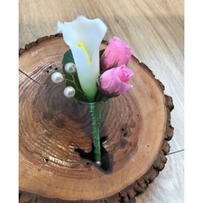 7 Men's 6" Boutonniere Groom Calla Lily Real Touch 6" Boutonniere Ivory