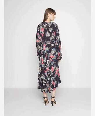 $645 IRO Women's Black Floral V-Neck Aleyna Maxi Dress Size FR38/US6 | eBay