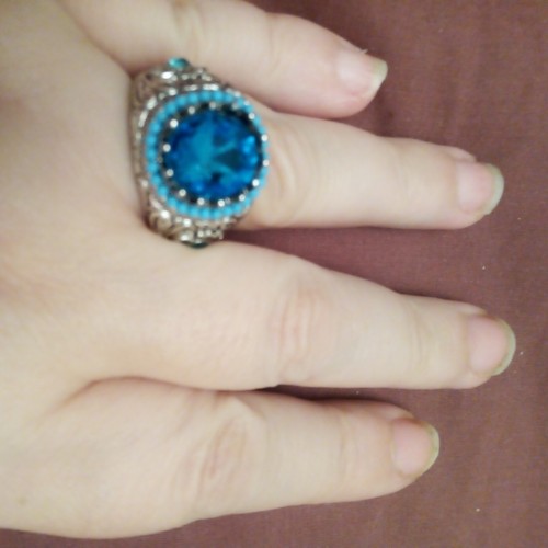 Indian Bollywood Style CZ Silver Plated Engagement Big Rings size UK Y and USA12 - Picture 4 of 4