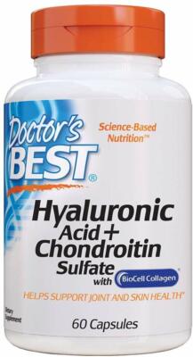 DOCTOR'S BEST, HYALURONIC ACID + CHONDROITIN SULFATE Kollagen 60 Kapseln