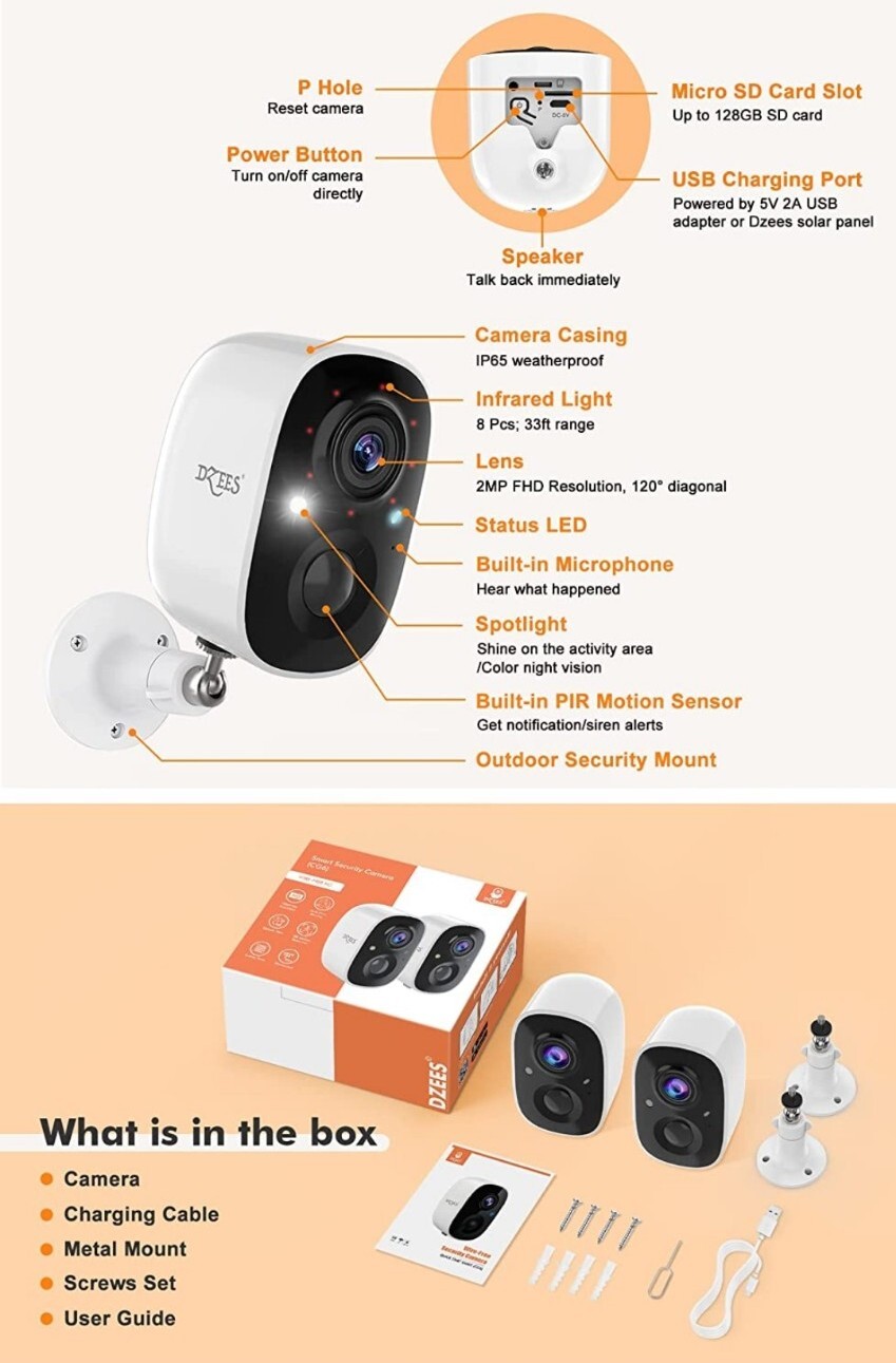 Outdoor Camera Wireless,  Battery Powered Wifi Surveillance Camera for Home Secu