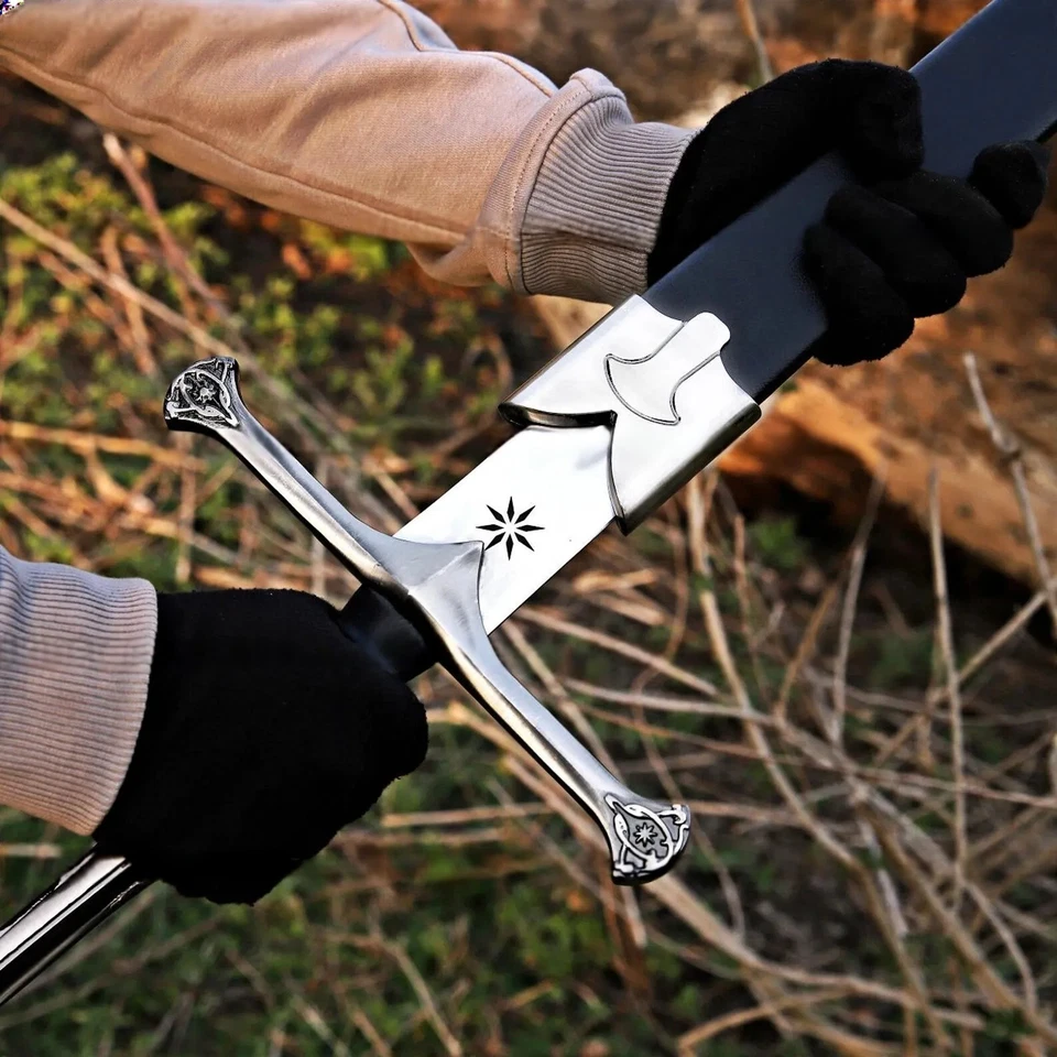 Hand Forged Damascus Steel Viking Sword Sharp Battle Ready Medieval Sword Gift - Image 4 of 4