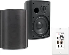 6.5" Outdoor Speakers Bluetooth Wall Mount Amplifier Volume Contol 2 X Speakers