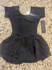 Eurotard Girls Cotton Lycra  Short Sleeve Dance Dress 10467 Black size M