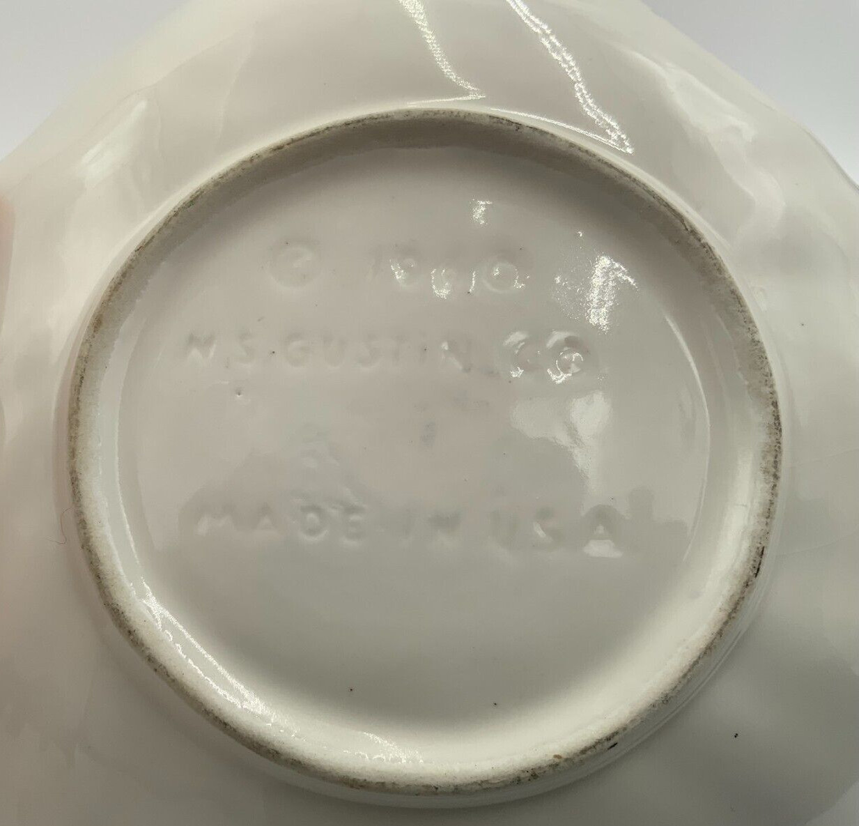 Vintage N. S. Gustin Pecan Nut Dish California Pottery Made in USA