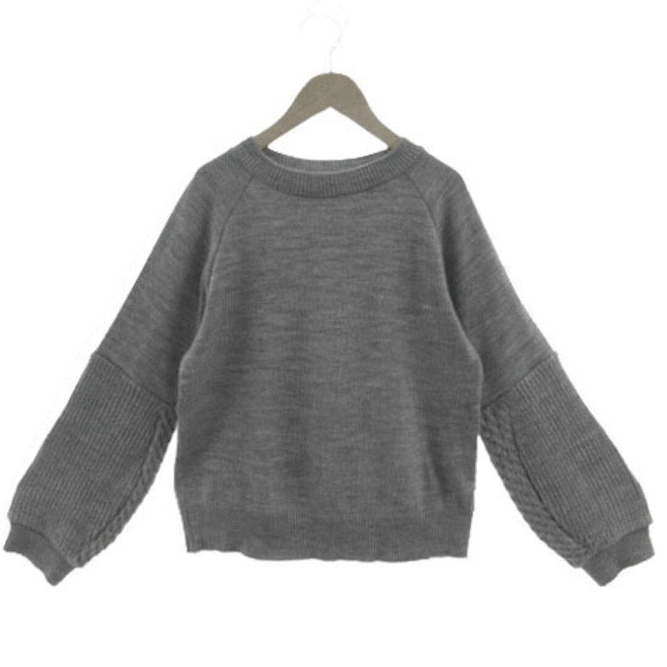 Drawing Dessin Knitted Sweater Bellowy Sleeves Wool Grey 2 Used