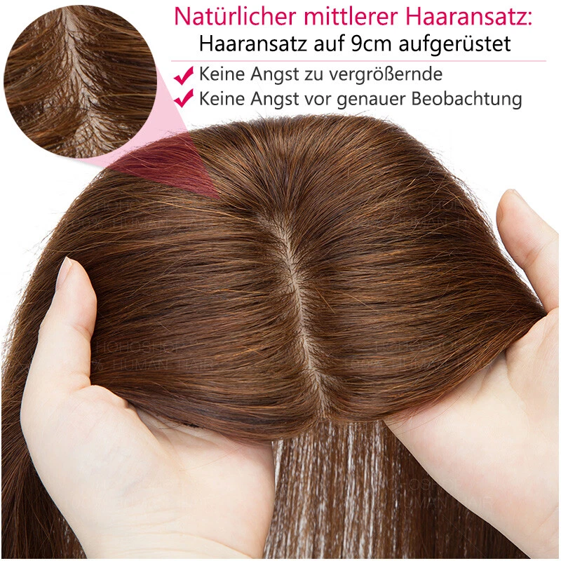 Dick Echthaar 100% Remy Topper Toupet Toupee Clip In Haarteile Perücke Loss Haar - Bild 4 von 4