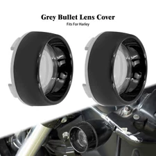 2x Smoke Bullet Turn Signal Light Black Lens Visor Cover Fit For Harley Softail