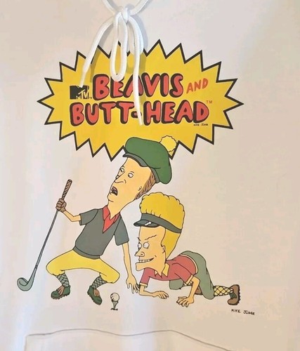 Nuevo MTV Beavis and Butt-Head Pullover Oficial Sudadera con Capucha Adulto Talla Pequeña - Imagen 2 de 7