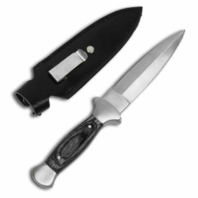 Boot Knife Black wood dagger full tang knife 9 1/2'' overall +Sheath With Clip