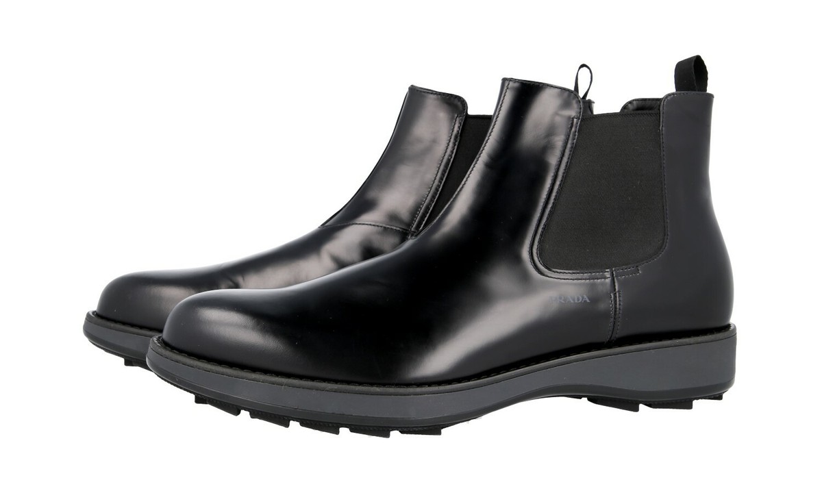 PRADA Leather Chelsea Boots Booties Shoes - 2TE136 - Black NEW | eBay