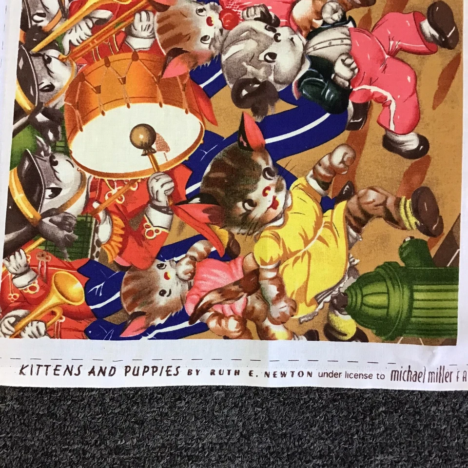 Panel artesanal de tela 44x23 Ruth Newton para gatitos y cachorros de Michael Miller Foto 4 de 4