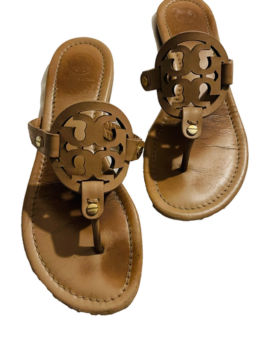 Tory Burch Makeup MILLER Tan Thongs Flip Flops Sandals Women’s Size 7M Brazil