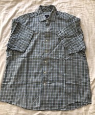 Club Room men s casual short sleeve check shirt, cotton, size 17/32-33
