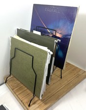 Record Holder Black Narrow 8-Slot Top Desk Metal Rack File Organizer