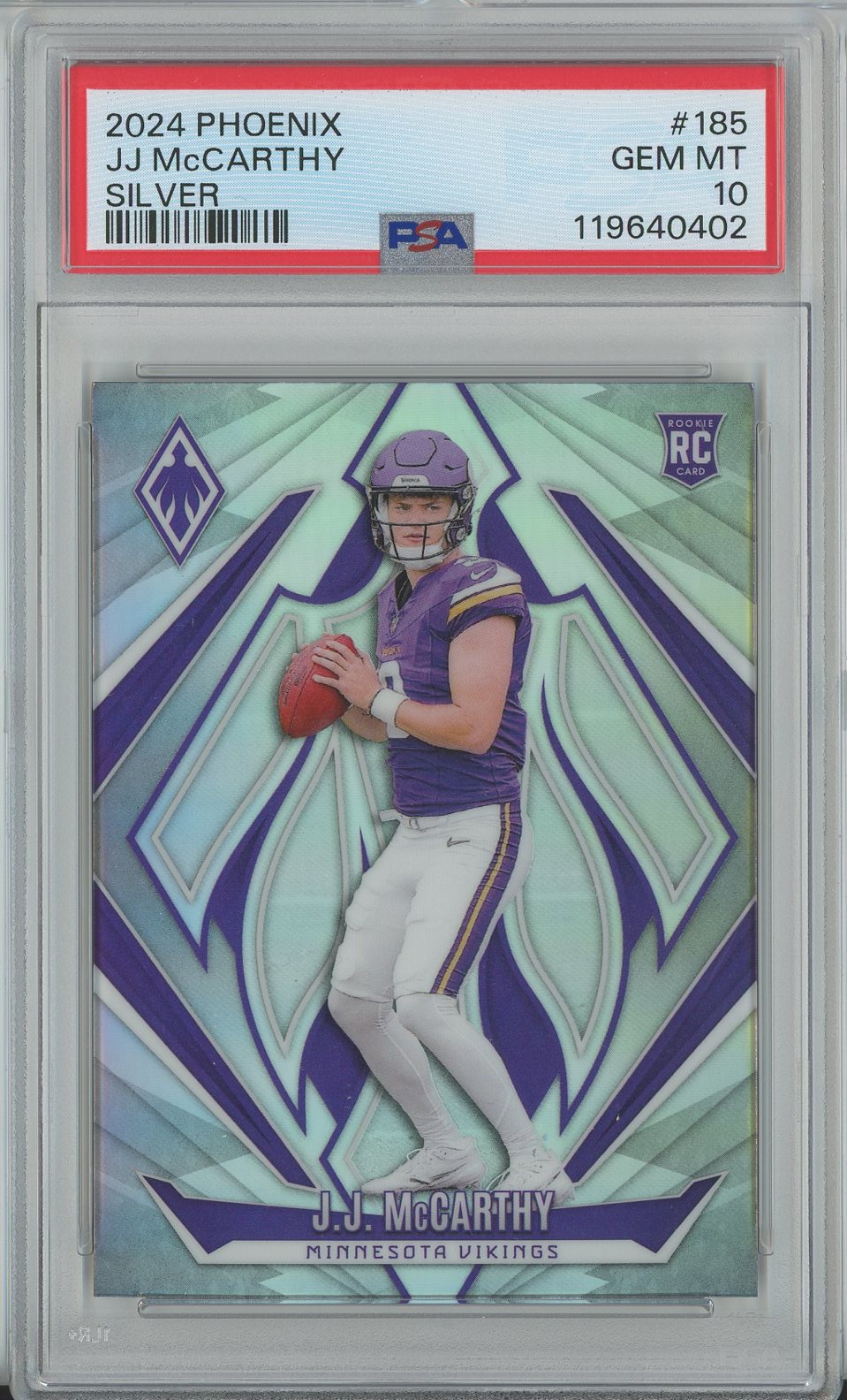 2024 Panini Phoenix Silver #185 JJ McCarthy Vikings RC PSA 10