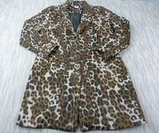 Peppercorn Coat Womens Large Leopard Print Wool Blend Button Up Long Jacket