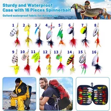 16PCS Lot Fishing Lures Bait Metal Crankbait Blade Spinner Bait Spoon Bag Kit`US