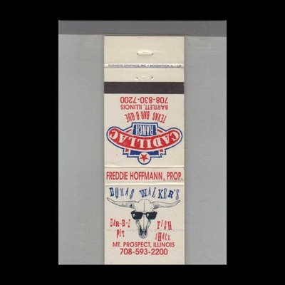 Matchbook Cover Cadillac Texas B-B-Que Bartlett, IL