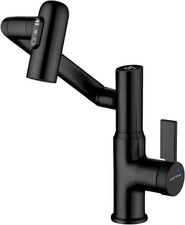 Rotatable Bathroom Faucet with Temperature Display in Fahrenheit Batteries-Free