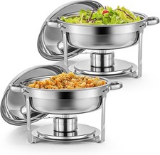 Wilprep 5L 2er-Set Rund Chafing Dish Set Edelstahl Speisenw