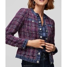 White House Black Market Purple Tweed Stylist Jacket Blazer 4 Statement Preppy