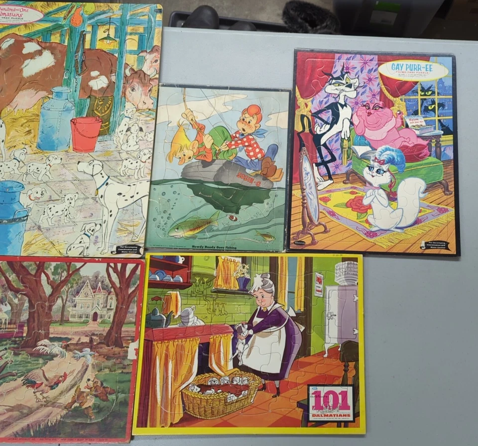 Lote de rompecabezas de bandeja de marco vintage de los años 50 Disney Cisco Kid Howdy Doody + Foto 2 de 4