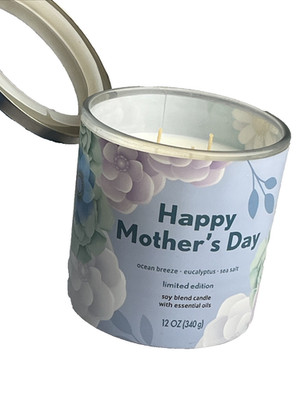 Empire Candle Co. 3 Wick Candle Ocean Breeze Eucalyptus Sea Salt, Happy Mothers