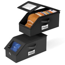 AOODA 2 PCS Stackable Hat Storage for 17"L x 8.7"W x 6.7"H, Pure Black