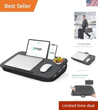 Ergonomic Laptop Lap Desk with Device Ledge  Phone Holder, Lightweight  Black