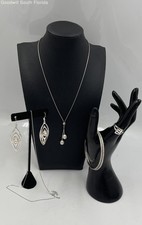 Silver Stamped/Unstamped Chains-Pendants-Bracelets-Earrings-Ring (6 Pcs) 37.6g