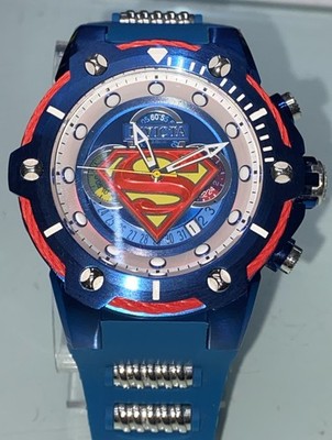 Rare Invicta Men's DC Comics Superman BOLT 53mm Chronograph Blue IP SS Watch