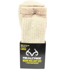 New RealTree Merino Wool Heavyweight Boot Sock 1 Pair size Large Shoe 9-12