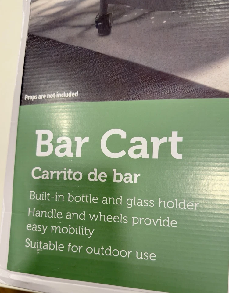 Carro de barra negro carro de barra de 2 niveles con ruedas con estante para vinos y soporte para vidrio Foto 4 de 4